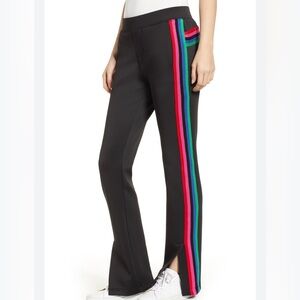 PAM & GELA Black and Rainbow Striped Track Pants